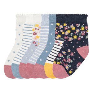 lupilu® Dievčenské ponožky, 7 párov (23/26, vzor/modrá/biela)