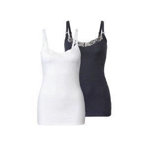 esmara® Dámsky bavlnený top na dojčenie, 2 kusy (XS (32/34), námornícka modrá/biela)