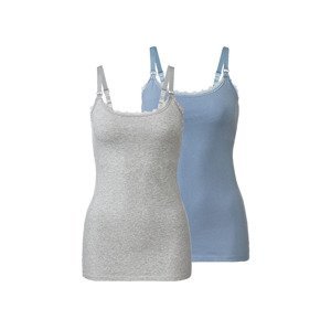 esmara® Dámsky bavlnený top na dojčenie, 2 kusy (XS (32/34), bledomodrá/sivá)