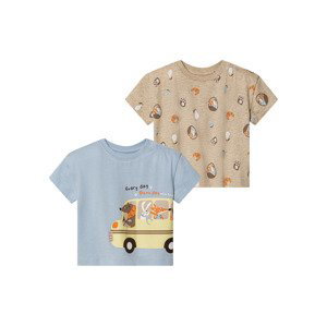 lupilu® Chlapčenské tričko s BIO bavlnou pre bábätká, 2 kusy (86/92, modrá/béžová)